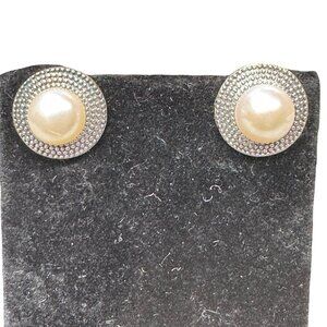 Vintage Sterling Silver Pierced Earrings Stud Classic Everyday Wear Faux Pearl